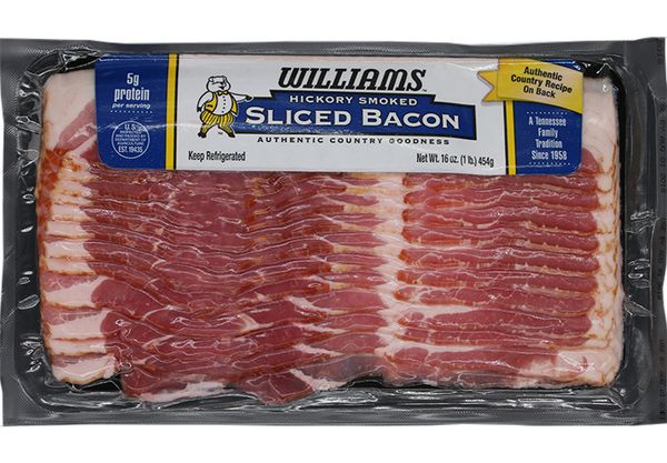 Bacon from 미국 supplied by Williams Sausage Co. Inc. - Boneless (=Without Bone=Deboned) 베이컨