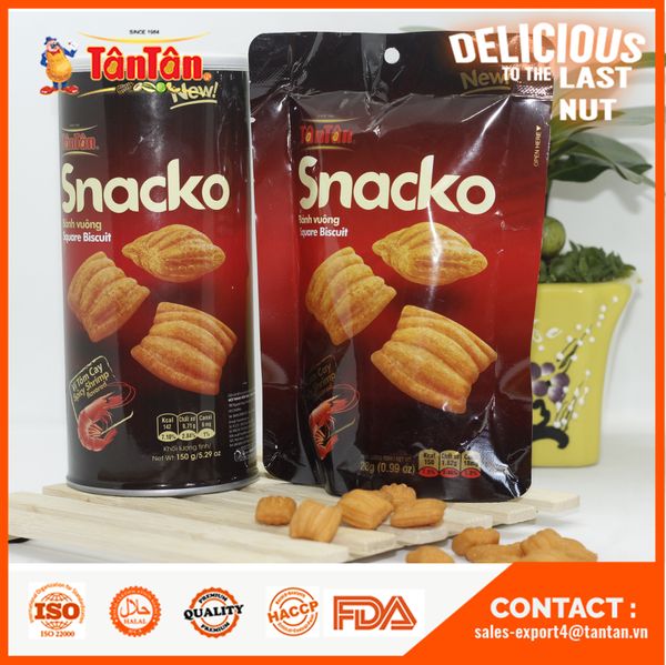 SQUARE BISCUIT WITH SPICY SHRIMP FLAVORED from Vietnam supplied by TAN TAN CULTIVATION - MANUFACTURING - TRADING COMPANY LIMITED - square biscuit Nut Snack