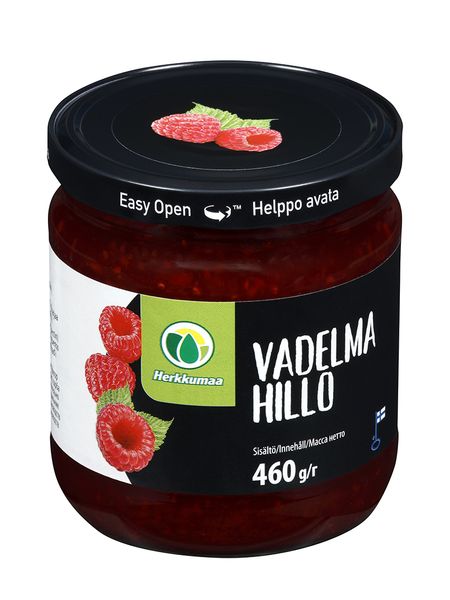 Raspberry Jam from Finland supplied by Herkkumaa - Glass Jar (=Glass Bottle) Raspberry Jam