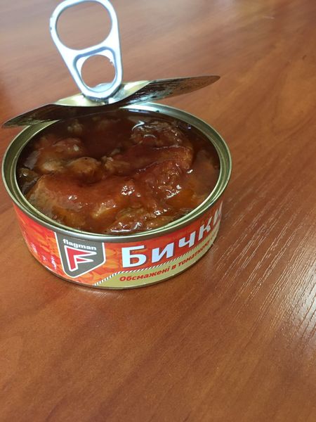Canned gobbies in tomato sauce from 우크라이나 supplied by Flagman Seafood LLC - Goby
