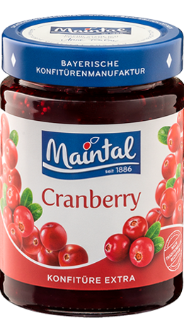 Cranberry Jam from Germany supplied by Maintal Konfitüren GmbH - Glass Jar (=Glass Bottle) Cranberry Jam
