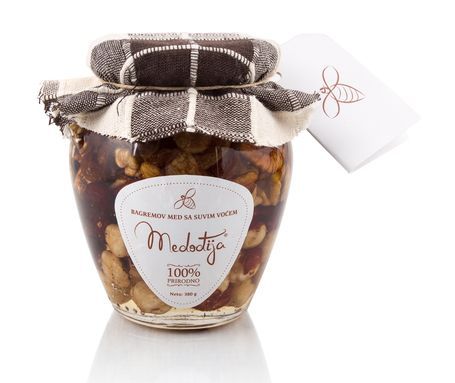 Honey with dried fruits from 세르비아 supplied by Sanum Per Fructus - Glass Jar (=Glass Bottle) 향신꿀