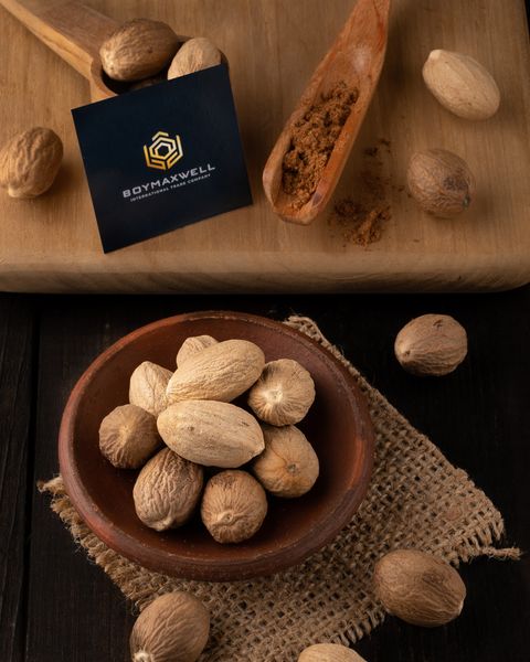 CELEBES NUTMEG from Indonesia supplied by Boymaxwell Indojaya Grup Ltd. - Oval Whole Nutmeg