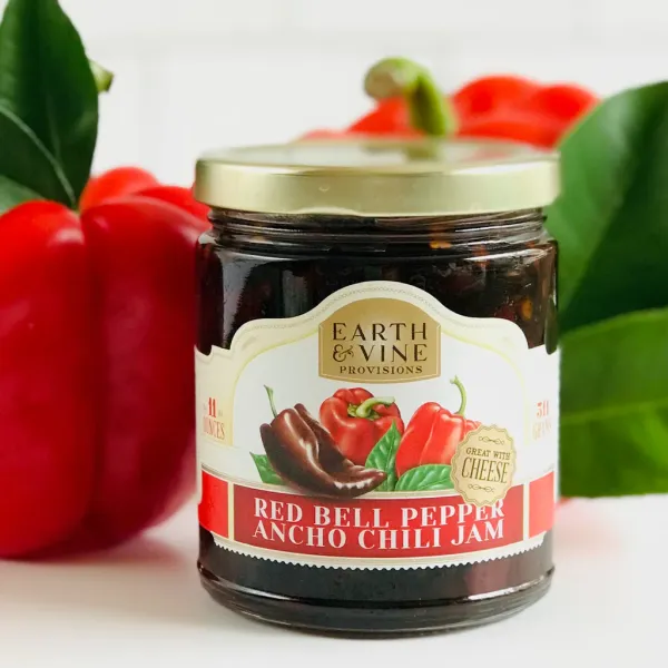 Red Bell Pepper Ancho Chili Jam from 미국 supplied by Earth & Vine Provisions, Inc. - Jam & Marmalade 통조림 또는 병에 든 고추