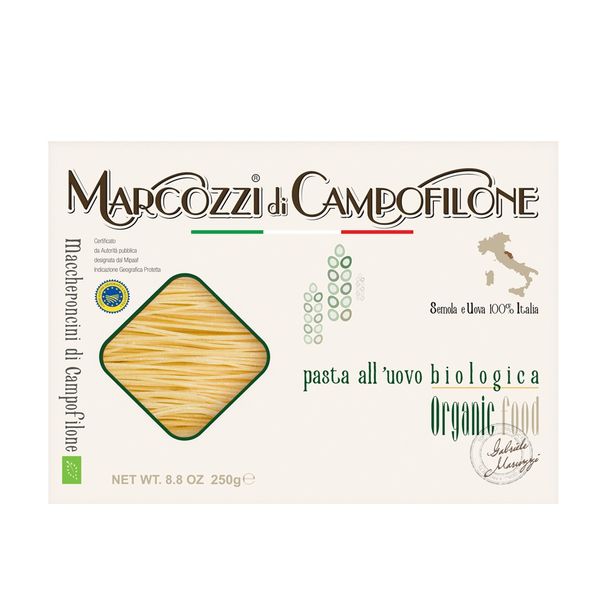 Maccheroncini PGI Campofilone Organic from Italy supplied by Marcozzi Brand - Angel Hair (=Capellini=Capelli d’Angelo) Uncooked Pasta