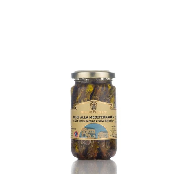 Principe di Gerace® Mediterranean Anchovies in Organic Extra Virgin Olive Oil, 100% Product of Italy from 이탈리아 supplied by Mediterranea Foods - Natural Products 오징어 통조림