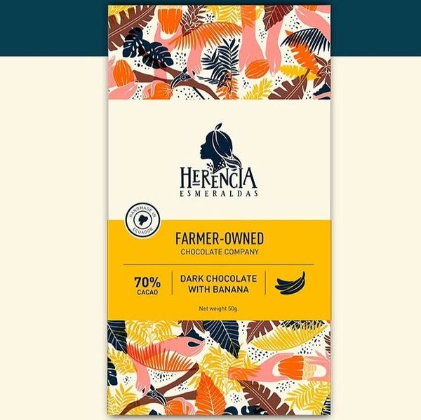 Herencia Esmeraldas – Organic 70% Dark Chocolate with Banana from Ecuador supplied by Herencia Chocolate - Dark Chocolate Chocolate
