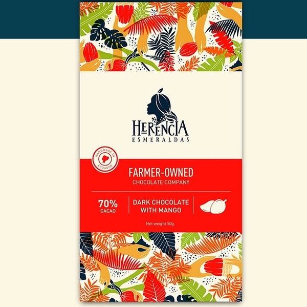 Herencia Esmeraldas – Organic 70% Dark Chocolate with Mango from Ecuador supplied by Herencia Chocolate - Vegan Chocolate