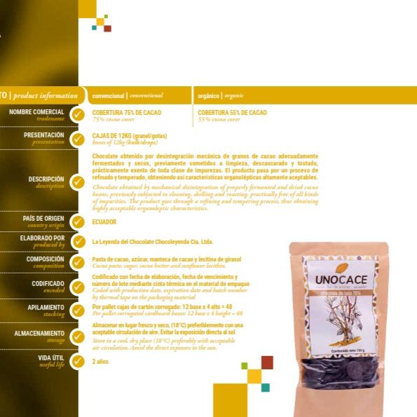Organic Dark Chocolate Coins 75% from 에콰도르 supplied by UNOCACE - Bars 초콜릿