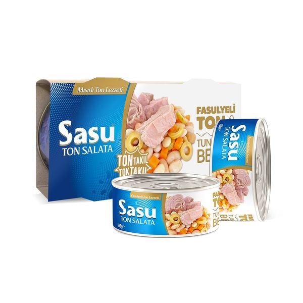 Canned tuna with beans from 튀르키예 supplied by sasu su ürünleri A.Ş - 통조림 참치 통조림