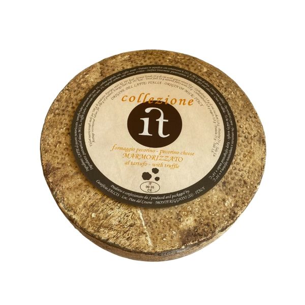 Pecorino Marmorizzato al Tartufo Collezione from Italy supplied by Consorzio Gourm.it - Round Pecorino Cheese