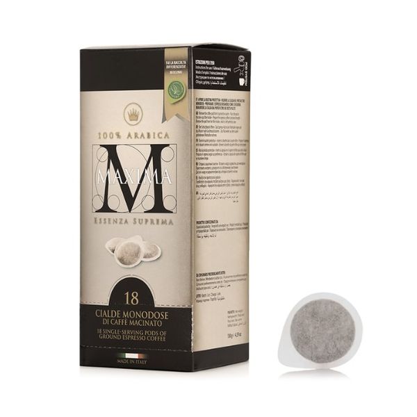 Maxima - 100% Arabica, E.S.E. coffee pods 44 mm, 18 pcs from 이탈리아 supplied by Caffè Morandini Srl - 갈색 볶은 원두