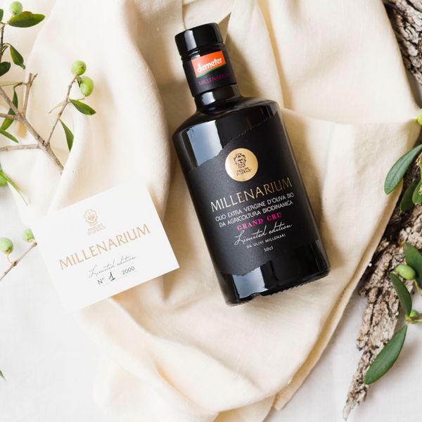 Mellenarium Principe di Gerace® Biodynamic Extra Virgin Olive Oil, Gran Cru, Limited Edition, Demeter-Certified, 100% Product of Italy from 이탈리아 supplied by Mediterranea Foods - golden green 올리브유