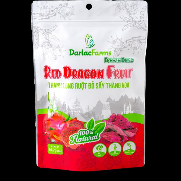 DARLAC FARMS Freeze Dried Red Dragon Fruit Bites, No Sugar Added, Healthy Fruit Snacks for Kids, Adults & All Ages, from 베트남 supplied by Darlac Farms - Chips 건조 용과