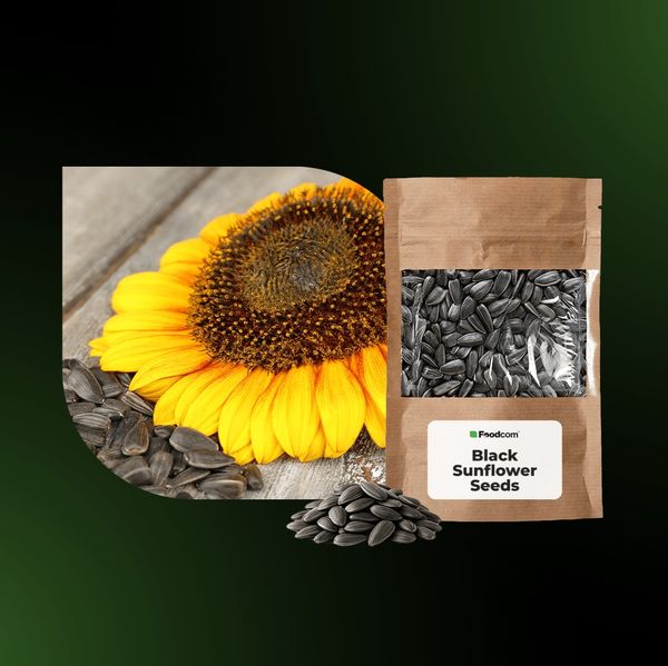 Black sunflower seeds from Sweden supplied by Naturell AB - Type 361 Sunflower Seed