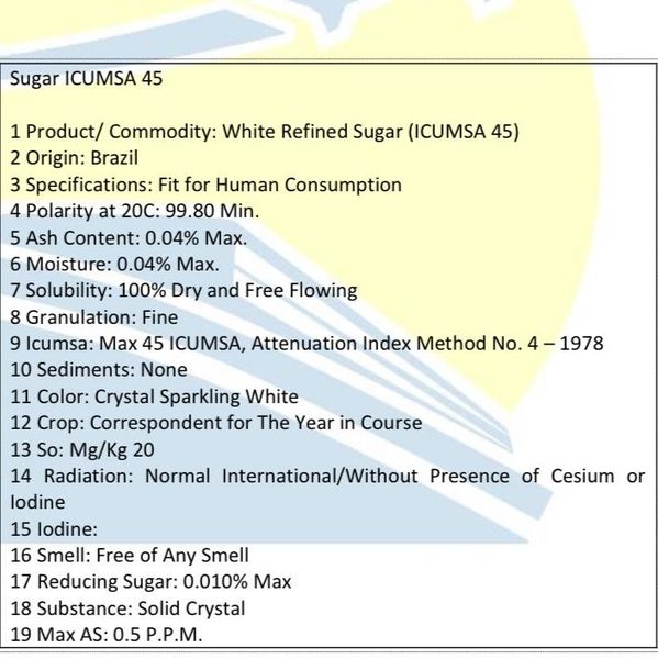 Sugar from Brazil supplied by AVRORA LLC - ICUMSA45 Sugar