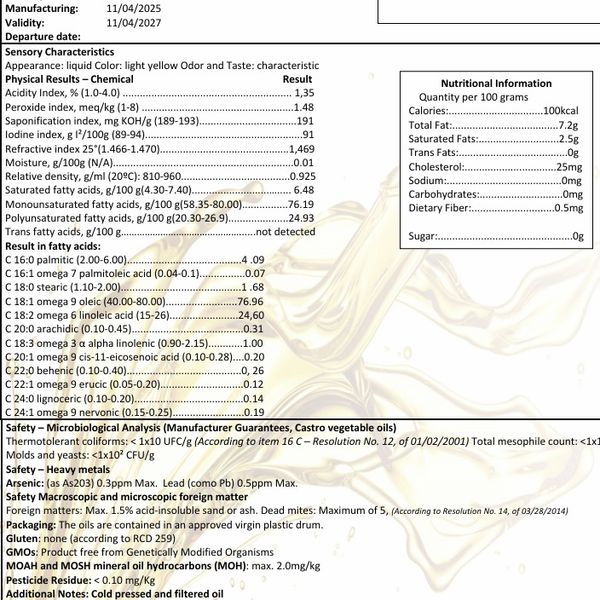 Safflower Oil - Cold Pressed from 브라질 supplied by Abtech Corp - High Oleic 잇꽃 오일