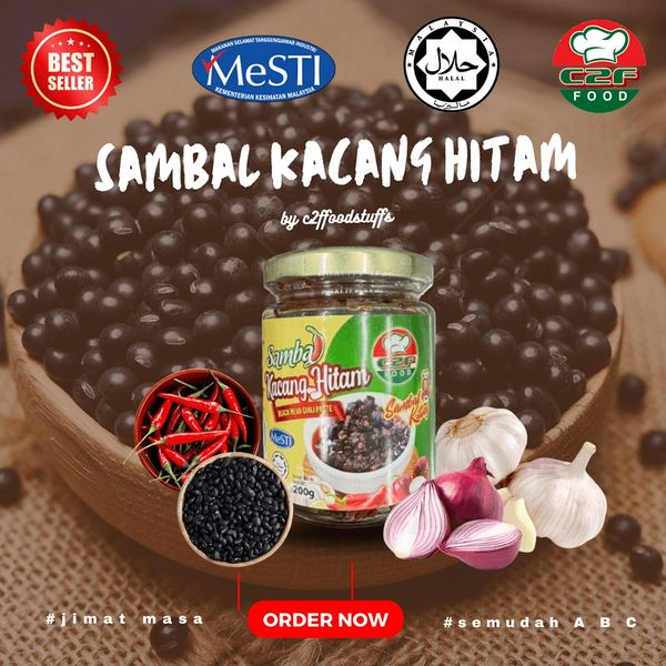 C2F Sambal Kacang Hitam 200g – Spicy Black Bean Chili Paste (Halal, Ready-to-Eat) from 말레이시아 supplied by C2F Foodstuffs Sdn Bhd - Ground (=Crushed=Cracked) 혼합 시즈닝