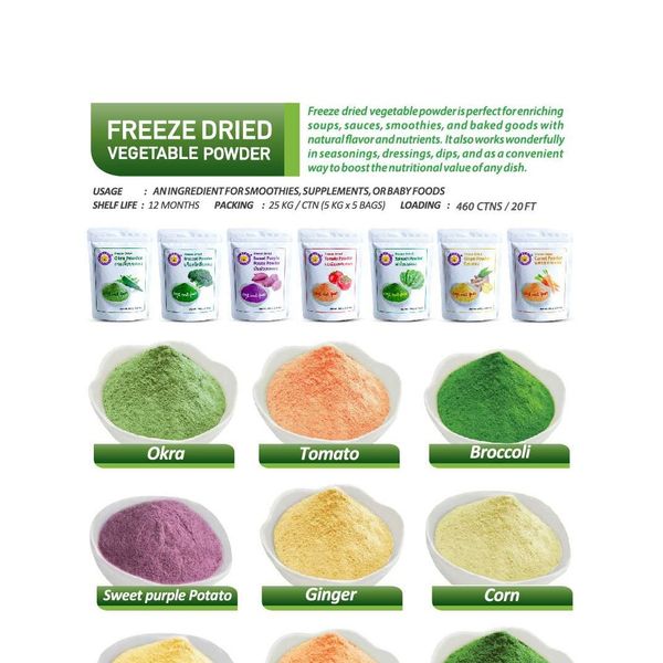 Freeze Dried Vegetable Powder from 태국 supplied by 3 SEASONS FRUIT INDUSTRY CO., LTD. - Mixed 기타 말린 과일