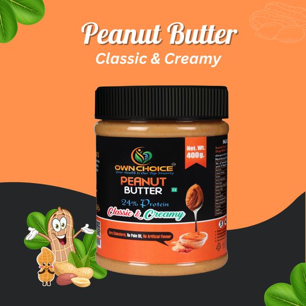 OwnChoice Classic & Creamy Peanut Butter – 400g | High Protein | Traditional Sweetness with Mishri & Pink Salt | Creamy & Natural Spread from 인도 supplied by ALKA ENTERPRISES - Medium Quality 땅콩버터