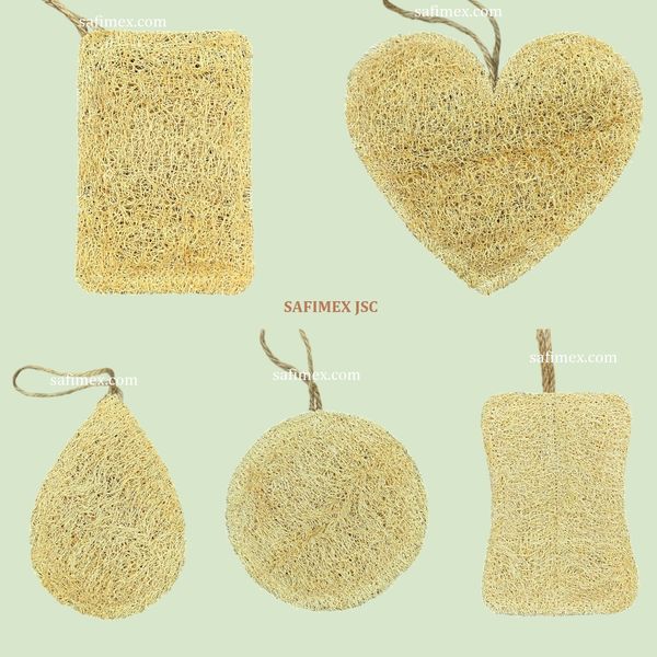 Natural loofah pads sponge scrubber customied sizes and shapes from Vietnam supplied by SAFIMEX JOINT STOCK COMPANY - High Quality Sponge Gourd
